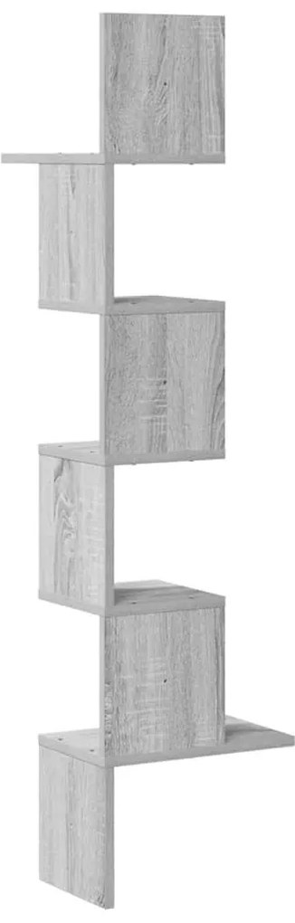 szürke sonoma szerelt fa fali sarokpolc 32x32x127,5 cm