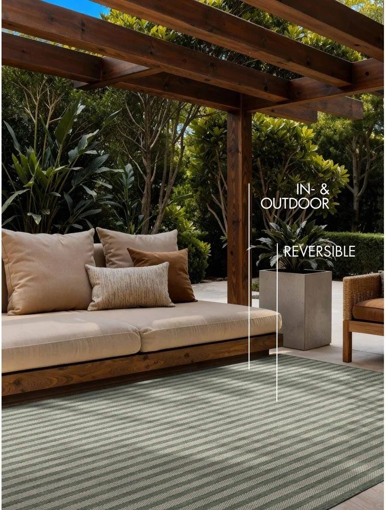 Zöld-krémszínű kültéri-beltéri szőnyeg 120x170 cm Haringey Linley – Ted Baker