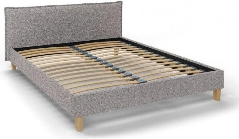 Szürke kárpitozott franciaágy ágyráccsal 180x200 cm Tina – Ropez