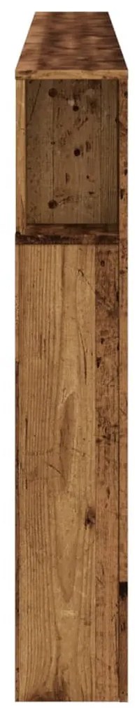 antik fa színű szerelt fa LED-es fejtámla 220x18,5x103,5 cm