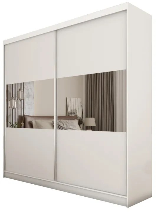 SARANO tolóajtós ruhaszekrény, 200x216x61, fehér