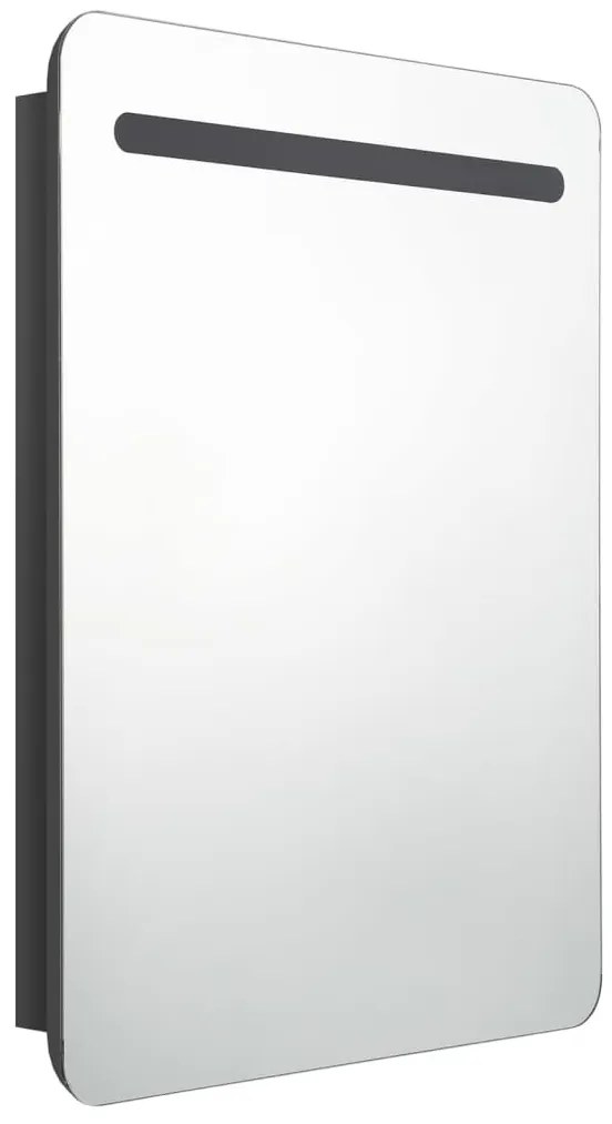 fényes fekete LED-es tükrös fürdőszobaszekrény 60 x 13 x 70 cm
