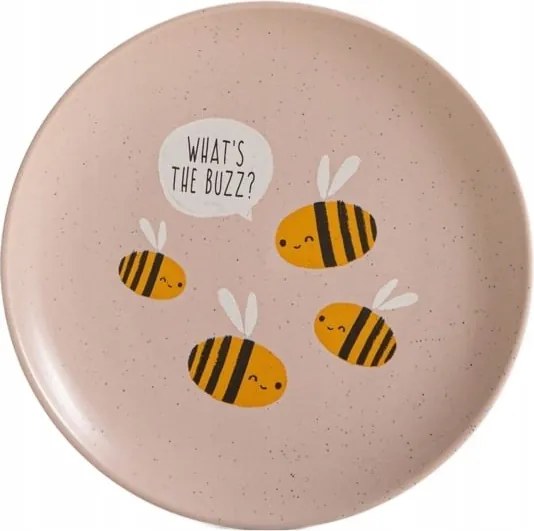 Annbee tányér méhecskével rózsaszín 16 cm Homla