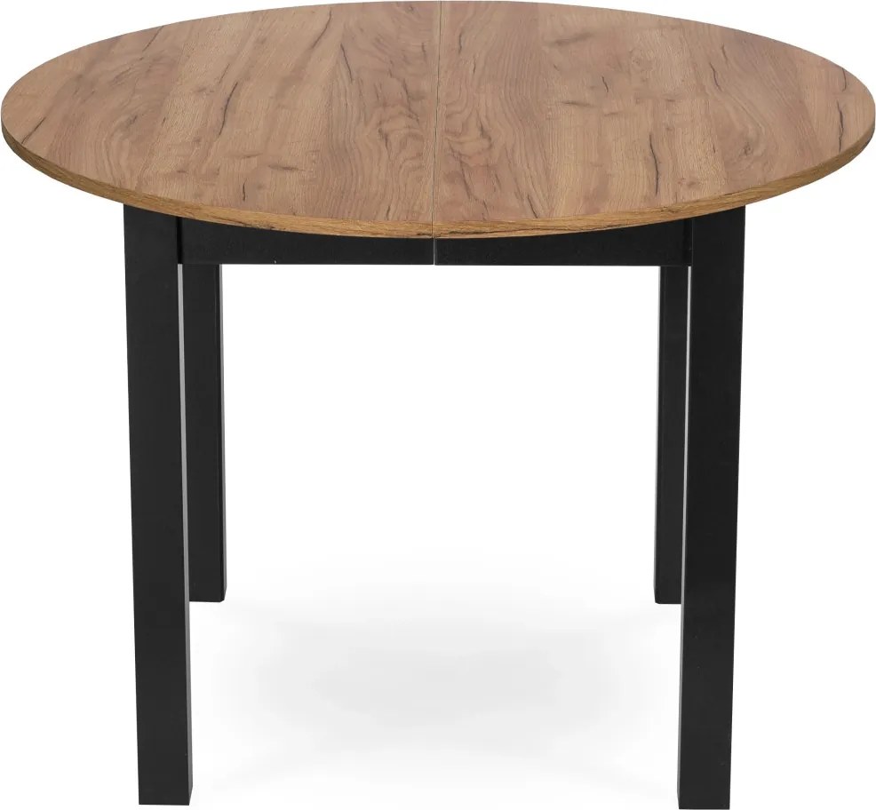 Étkezőgarnitúra: bővíthető asztal 102–142 cm Craft tölgy / fekete színkombinációban + 4 db mustársárga velúr szék – HARRY / LUCKY