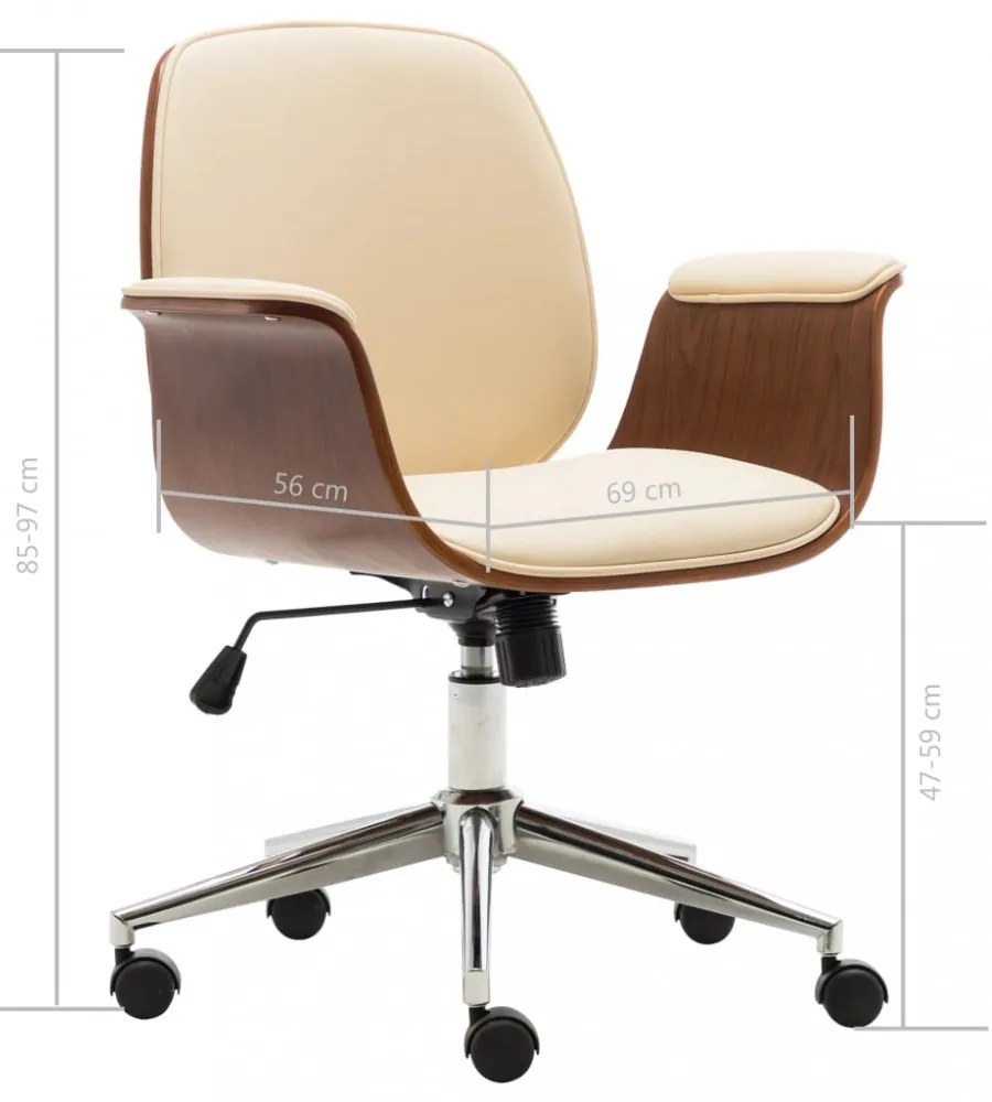 krémszínű hajlított fa és műbőr irodaszék