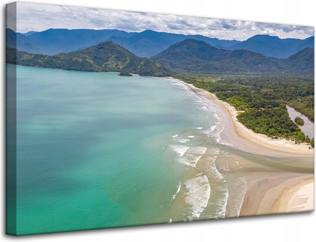 Vászonkép Vízpart Hullámok Hegyek Természet 80x50 cm Ajándéknak is tökéletes