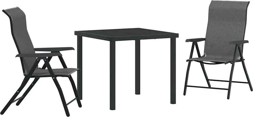 vidaXL Kert étkező szett 3 pcs Szürke Porszórt acél
