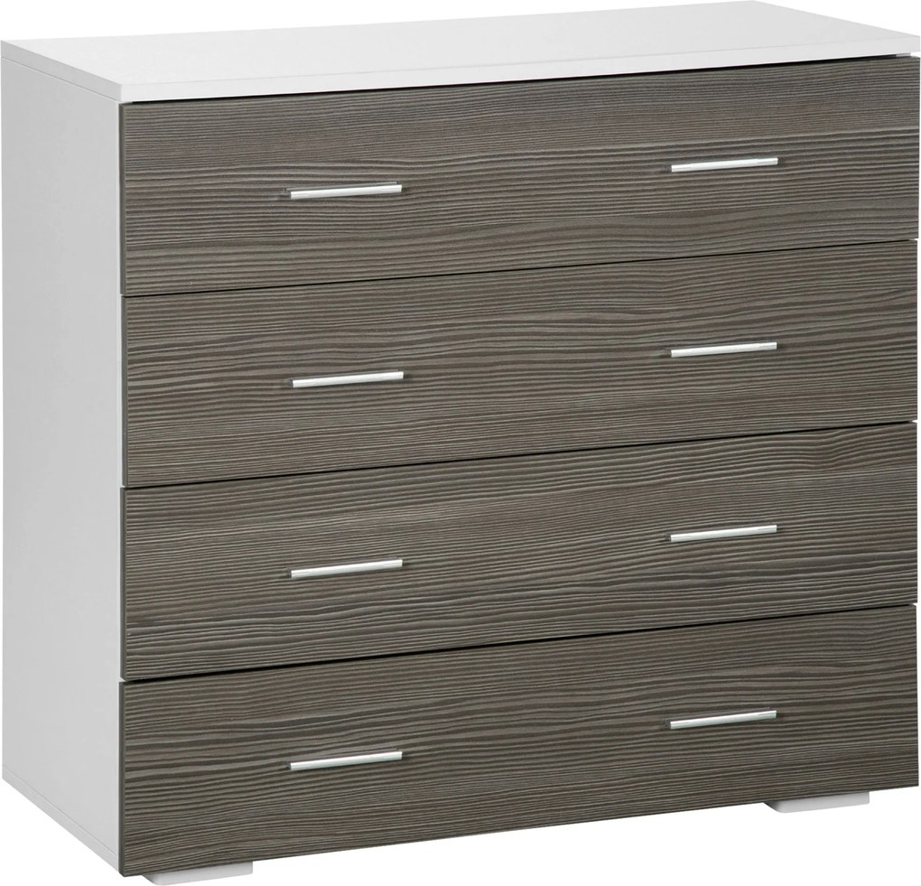 HOMCOM Modern Stílusú Tálalószekrény 4 Fiókkal 76 x 35 x 72 cm Fehér és Szürke | Aosom