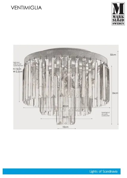 Markslöjd 106563 - Kristály mennyezeti lámpa VENTIMIGLIA 4xE14/40W/230V