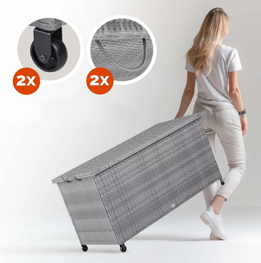 Deuba Tárolódoboz kerekekkel 370 l - szürke