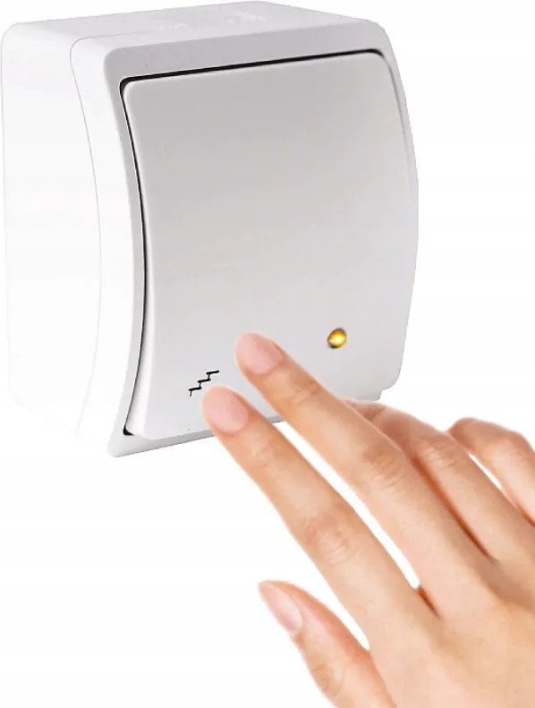 Lépcsőkapcsoló Hermetikus kapcsoló Megvilágított Falra szerelhető Fehér IP44