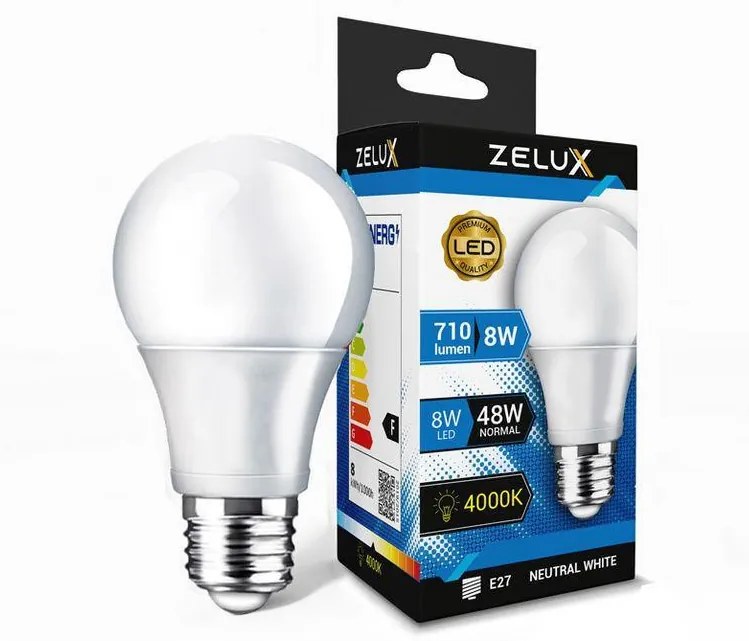 Zelux Led Globe A60 8W E27 4000K Gömb Izzó