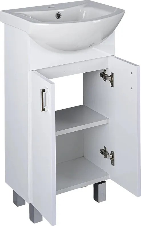 VivaStyle EKONOMIK 45 lábon álló 2 ajtós fürdőszoba bútor Sanovit ZENON 6045 mosdóval 45 x 40 cm