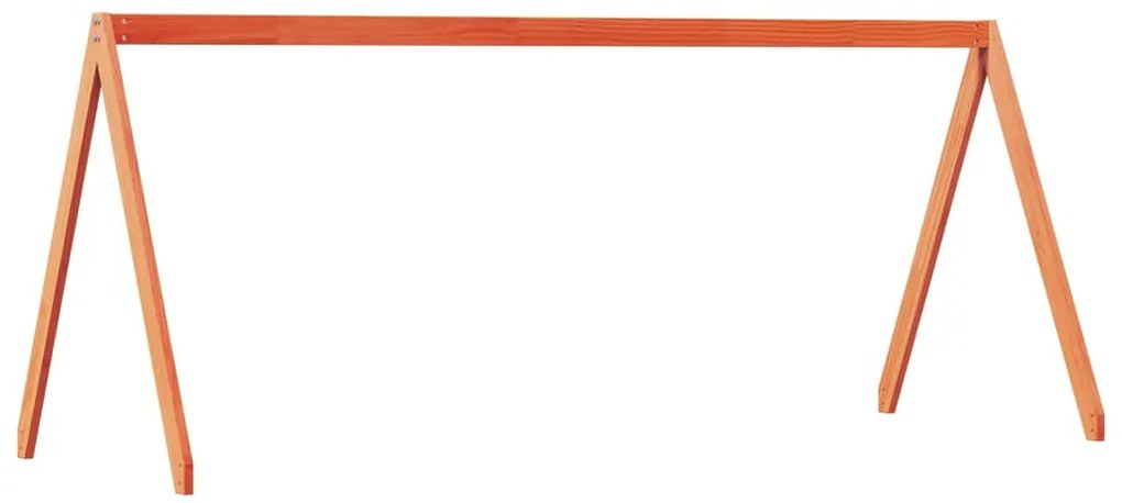 viaszbarna tömör fenyőfa ágy emelettel és tetővel 80 x 200 cm