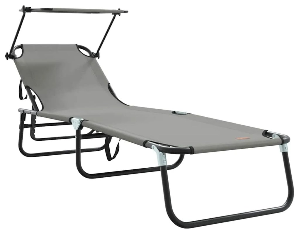 vidaXL Összecsukható nyugágy Szürke 190 x 57 x 81 cm oxford