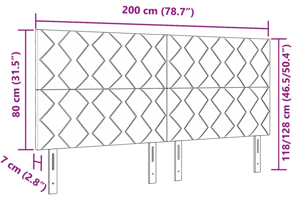 LED Fejvég - Fekete Gyémánt Blokk Mintával - 200 cm - Plüss