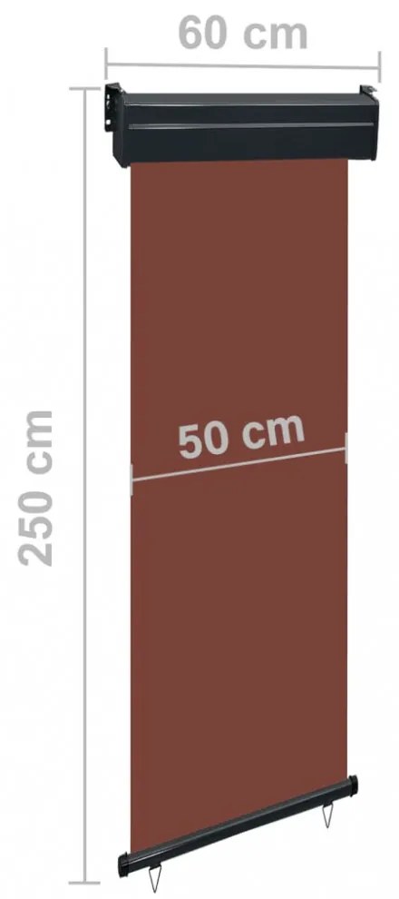 barna oldalsó terasznapellenző 65 x 250 cm