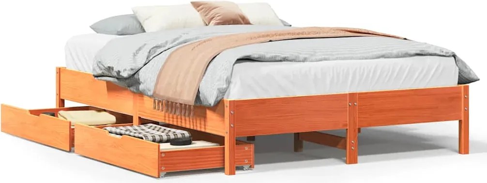 vidaXL viaszbarna tömör fenyőfa ágy matrac nélkül 150 x 200 cm