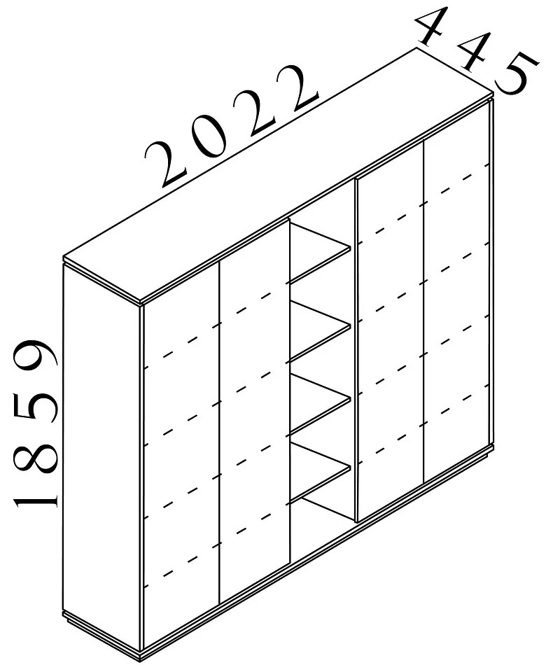 Creator magas szekrény 202,2 x 44,5 x 185,9 cm, antracit / fehér