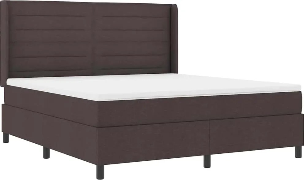 vidaXL LED Box Spring Ágy matracmal Sötét Barna 180 x 200 cm szövet