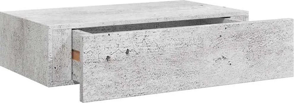 vidaXL betonszürke MDF falra szerelhető fiókos polc 40 x 23,5 x 10 cm