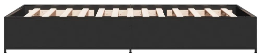 fekete szerelt fa és fém ágykeret 90 x 200 cm