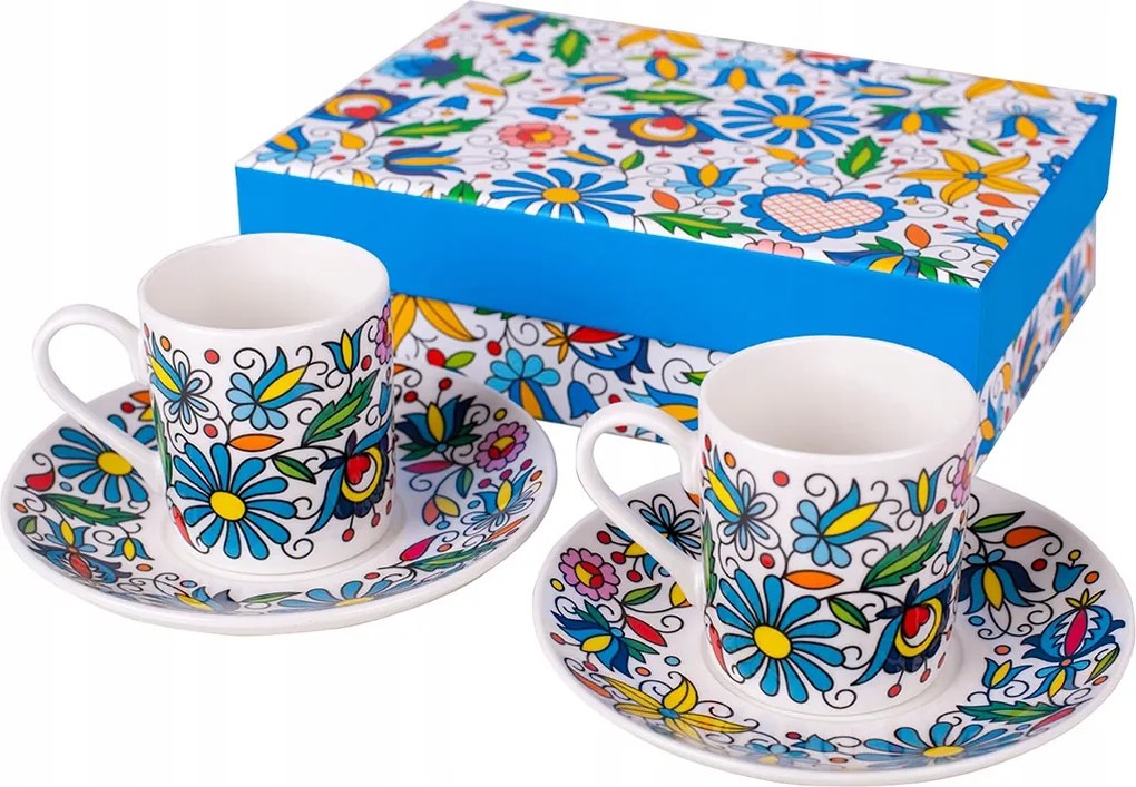 Basia eszpresszó csészék 90 ml – 2 db, kasub mintás porcelán