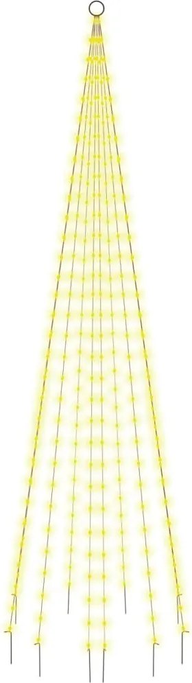 vidaXL karácsonyfa zászlórúdon 310 meleg fehér LED-del 300 cm