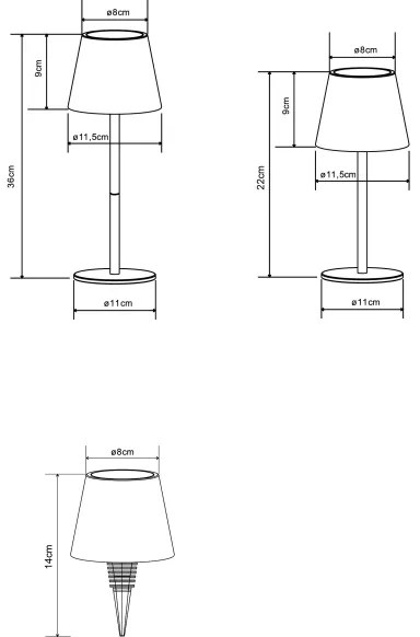 Globo 58488S - VANNIE kültéri, újratölthető LED-lámpa érintéses fényerőszabályozással, 3W/5V, IP54, 1800 mAh