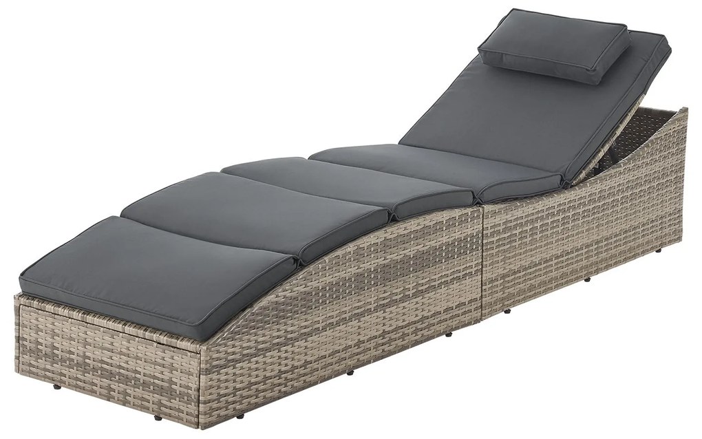 Juskys Lamia kerti rattan napozóágy - szürke