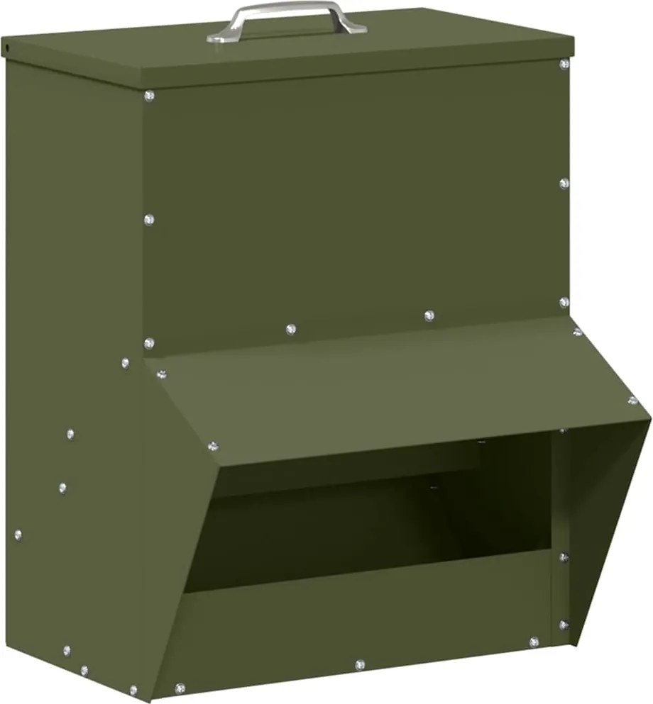 vidaXL Csirke etető Olajzöld 20 x 25 x 35 cm Hidegen Hengerelt Acél
