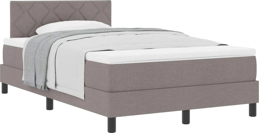 vidaXL Boxrugós ágy matracmal fejtámlával Tópszínű 120 x 190 cm szövet