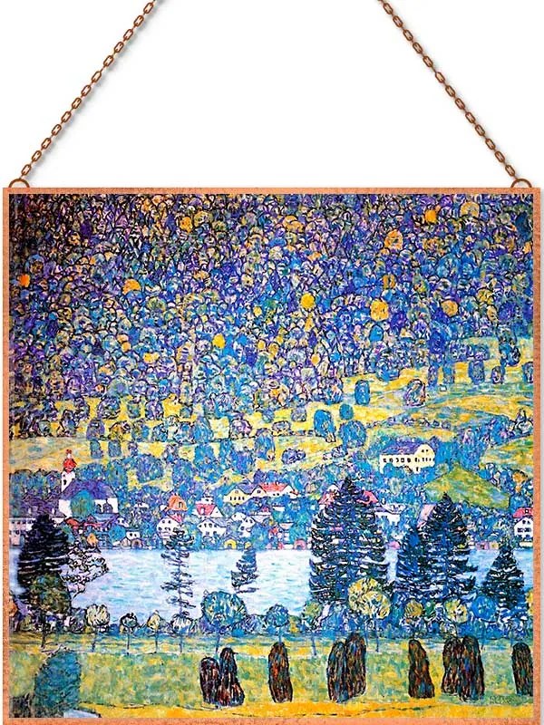 Gustav Klimt - Erdő az Attersee felett üvegkép, falikép
