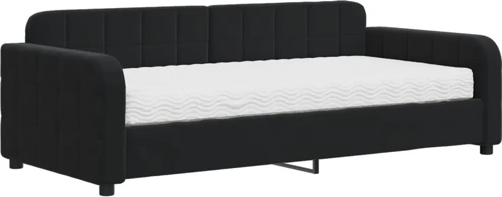 vidaXL fekete bársony heverő matraccal 90 x 190 cm
