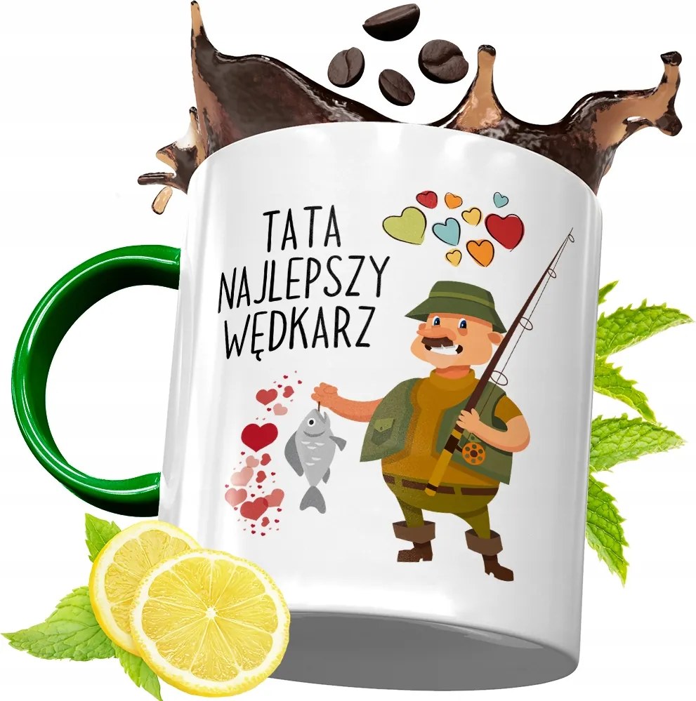 Zöld Bögre Horgászoknak Ajándékba, fényképes nyomattal