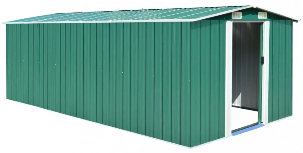 zöld fém kerti fészer 257 x 489 x 181 cm