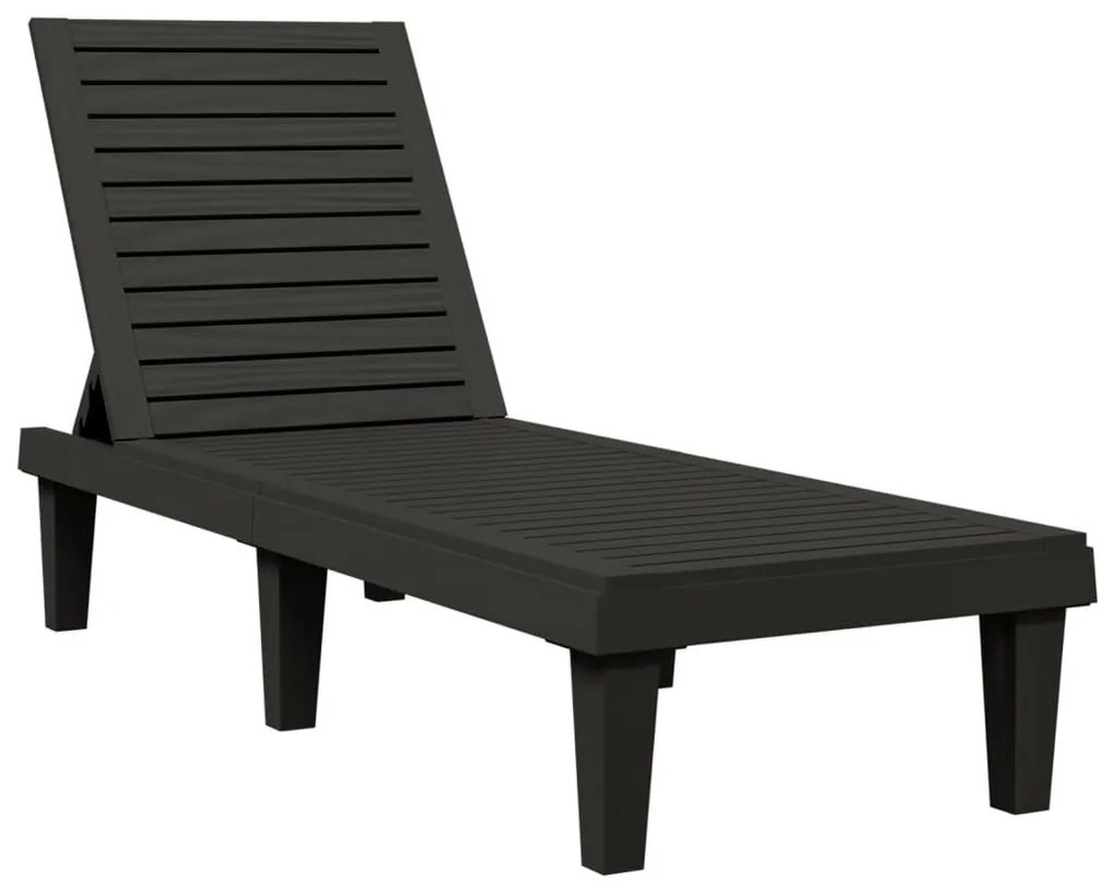 2 db fekete polipropilén napozóágy 155 x 58 x 83 cm