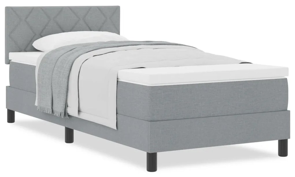Boxspring ágy matraccal világosszürke 100x200 cm szövet