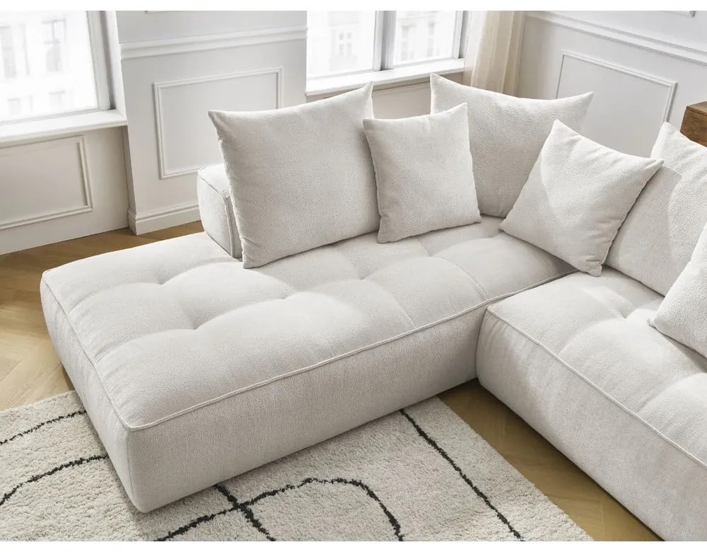 Bézs zsenília sarokkanapé (bal oldali-L alakú) Whesley – Bobochic Paris