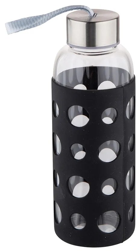 Altom Üveg vizes palack szilikonhüvelyben 425 ml,fekete