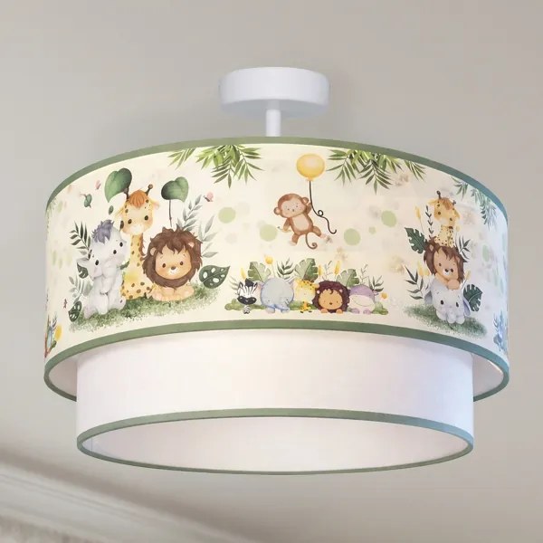 Brilagi-LED Gyerek felületre szerelhető mennyezeti csillár BOBO 1x E27/60W/230V, Ø40 cm, krém/zöld/dzsungel
