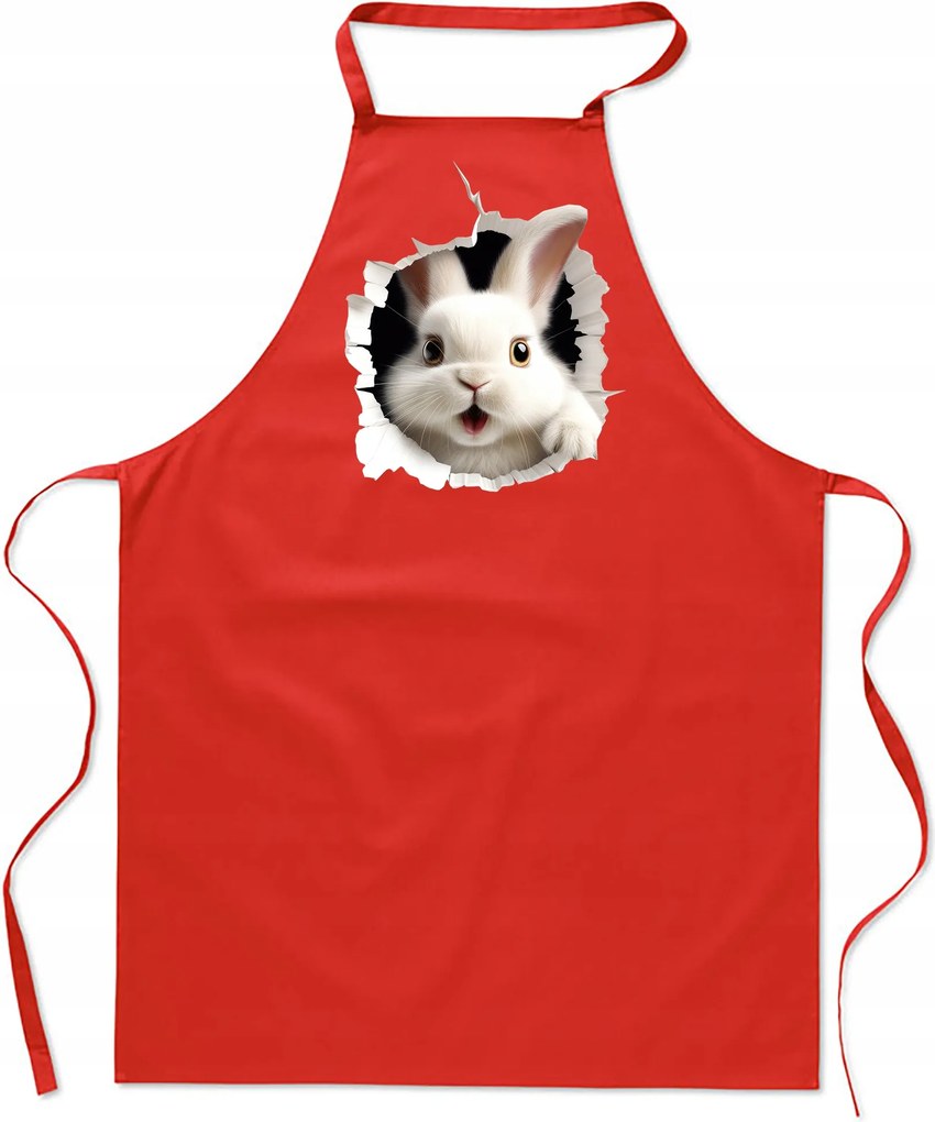 Konyhai Kötény pamut piros lyuk Nyuszi FA_494_cw