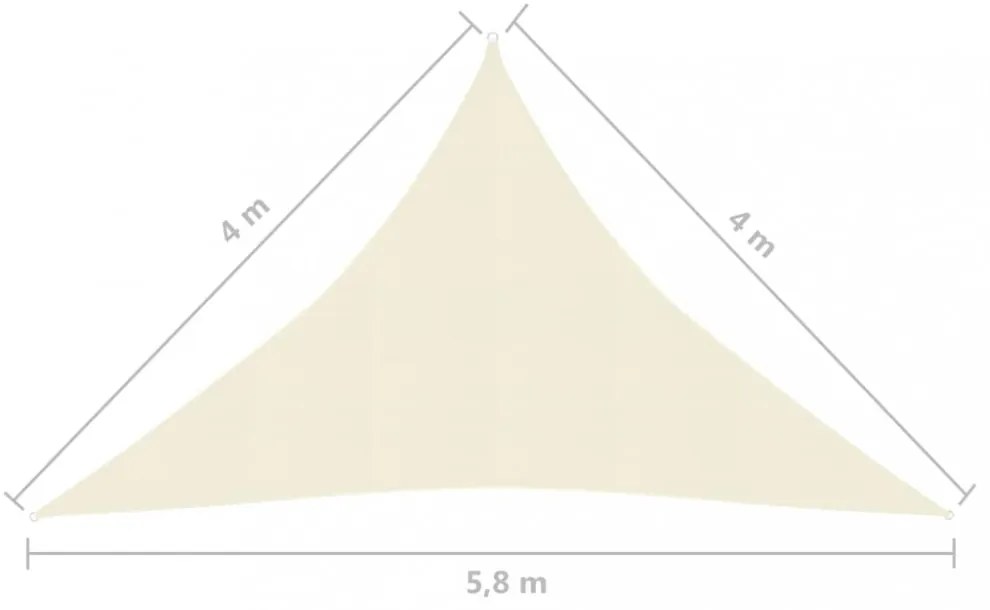 krémszínű HDPE napvitorla 160 g/m² 4 x 4 x 5,8 m