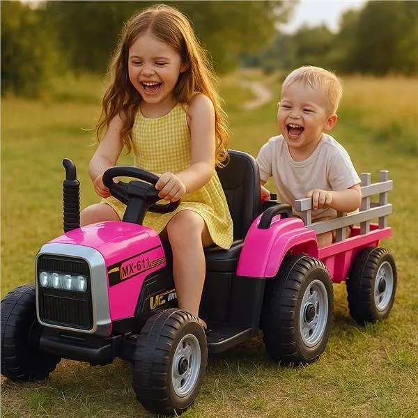 Baby Mix Erick elektromos traktor rózsaszín távirányítóval