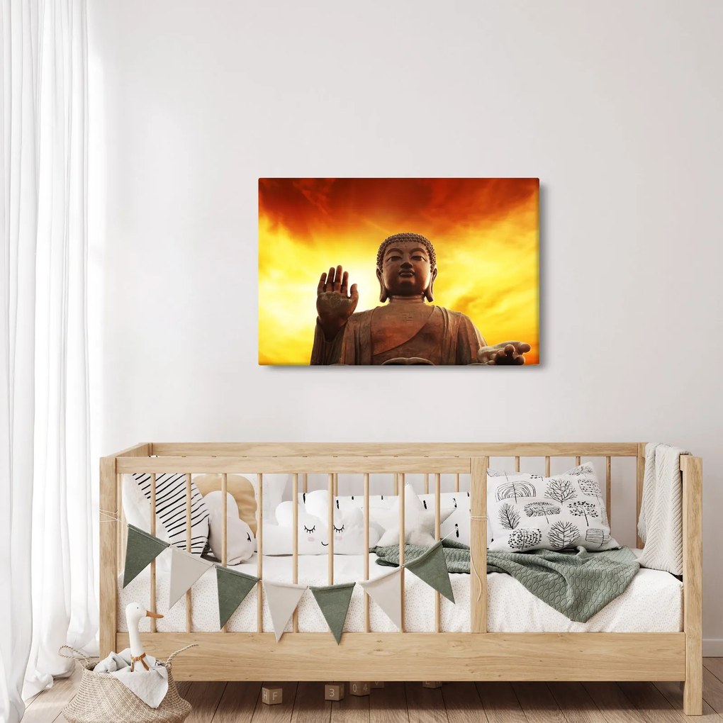 Kép - Buddha piros és sárga háttérrel (90x60 cm)