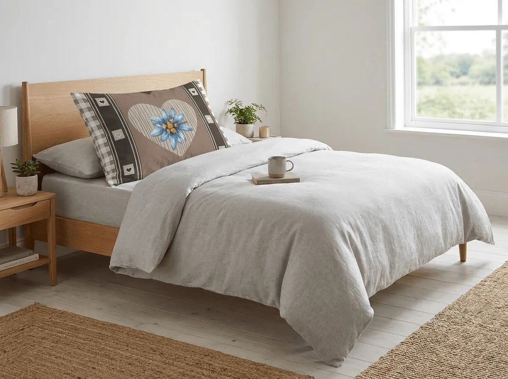 Flanel párnahuzat HEART RETRO 50x70 cm, barna