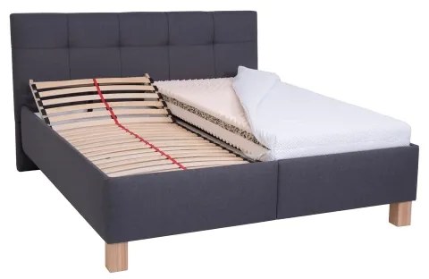 Kárpitozott MARIA ágy matraccal és ágyneműtartóval 160x200 cm szürke