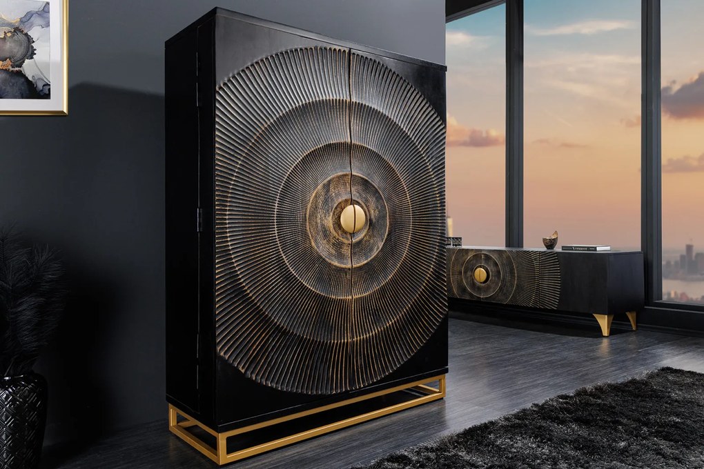 GOLDEN SUNSET exkluzív mangófa bárszekrény - 140cm