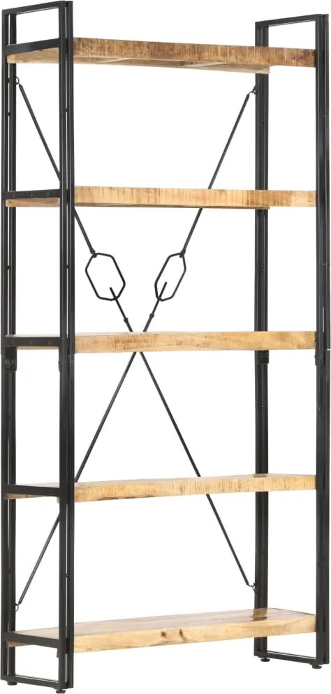 vidaXL 5-szintes tömör mangófa könyvespolc 90 x 30 x 180 cm