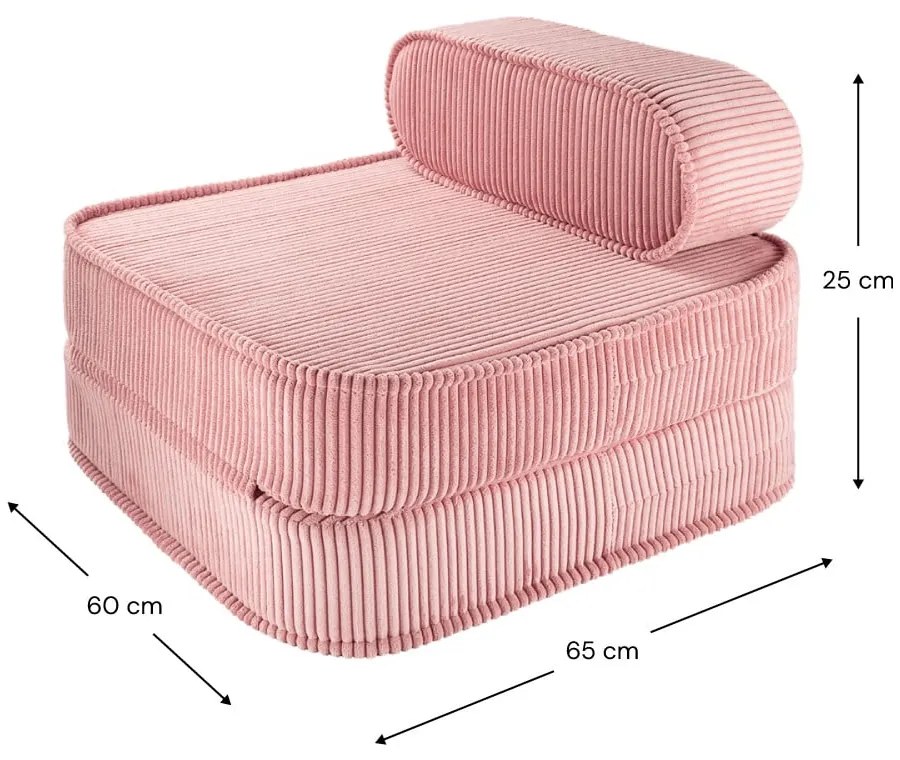 Rózsaszín kordbársony gyerek fotel Flip – Wigiwama